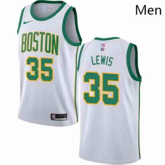 Mens Nike Boston Celtics 35 Reggie Lewis Swingman White NBA Jersey City Edition